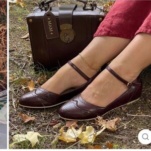 Charlie Stone Dark Cacao Ballet Mary Jane Flats Size 9.5 40 NWT